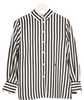 Lily Silk Amalfi Stripe 100% Silk Shirt Black & White UK S