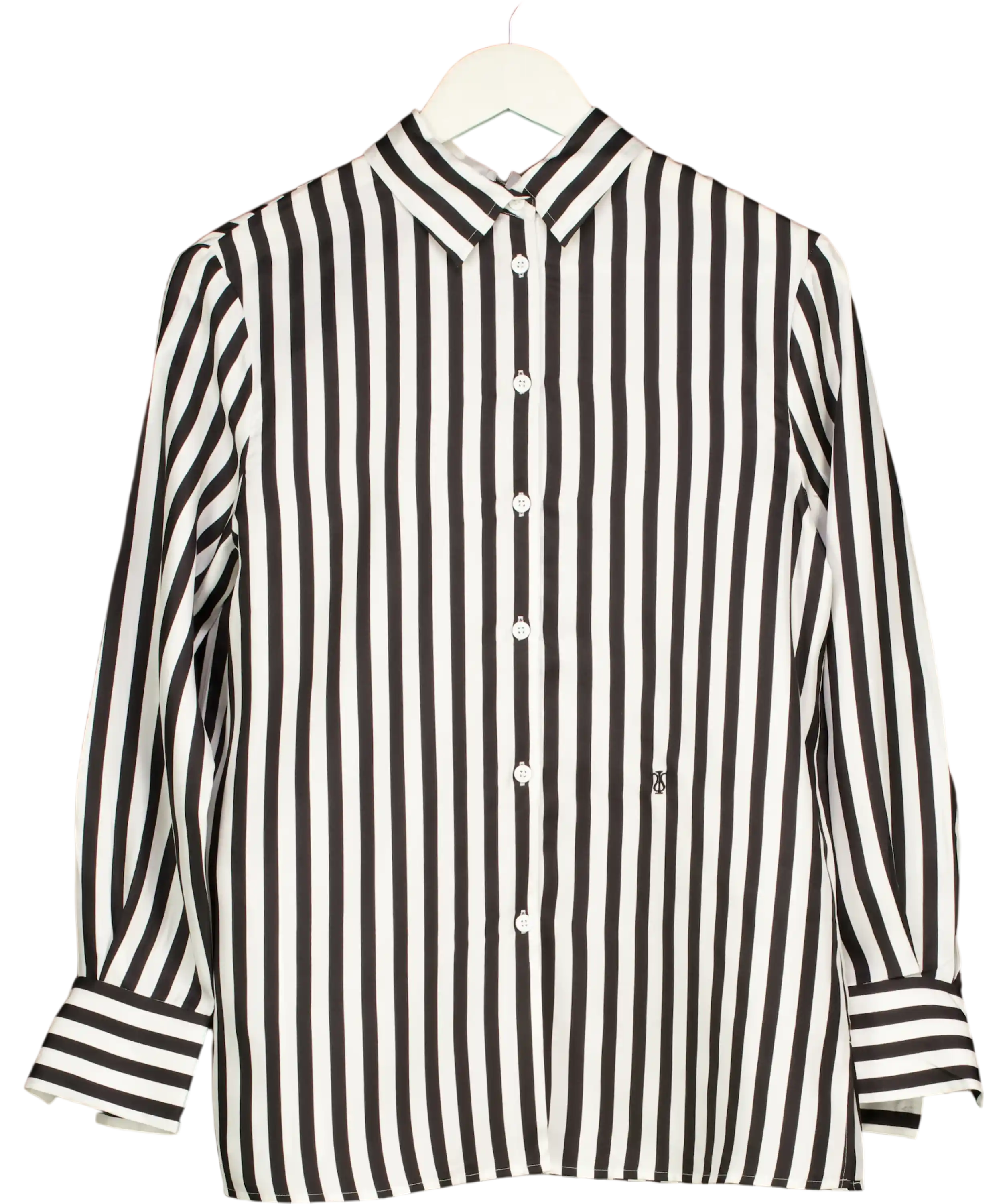 Lily Silk Amalfi Stripe 100% Silk Shirt Black & White UK S