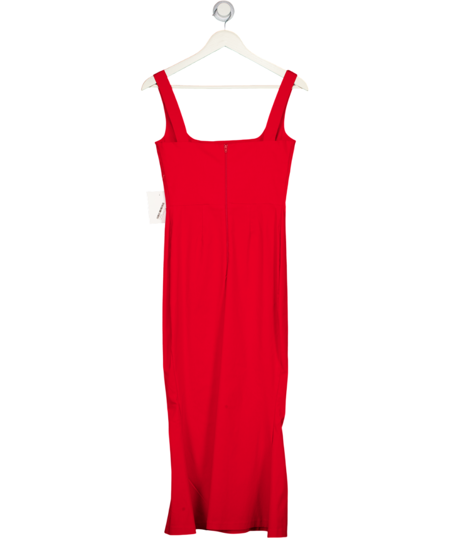 VESPER Red Bengaline Sleeveless Square Neck Fishtail Midi Dress UK 10