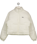 BO + TEE Corduroy Quilted Puffer Jacket In Ivory Cream UK S