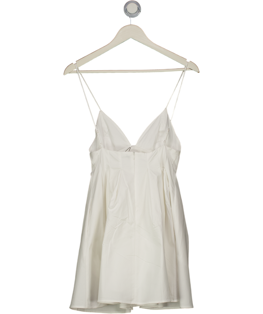 ZARA White Pleated Cotton Poplin Mini Dress UK XS