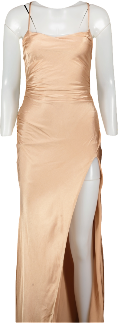 Shona Joy Pink La Lune Lace Back Satin Maxi Dress Desert Rose UK 6