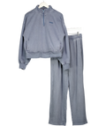 LOUNGE 2-piece Washed Denim Blue Zip Sweatshirt & Straight Leg Jogger Set UK M