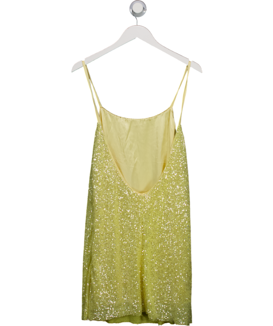 Harmur Yellow 100% Silk Sequin Mini Dress UK M