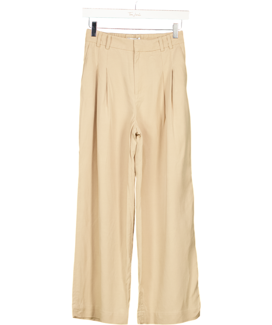 & Other Stories Beige Tailored High Waist Trousers UK 6