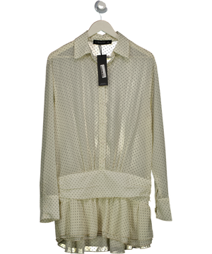Lioness Cream Button Front Cinched Waistband Mini Shirt Dress UK M
