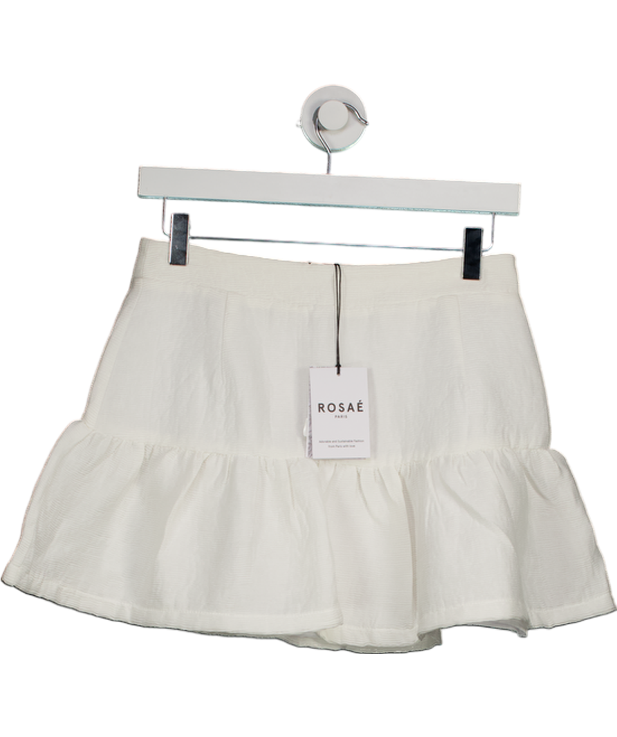 ROSAE PARIS Ivory White Textured Peplum Tyler Mini Skirt UK 6