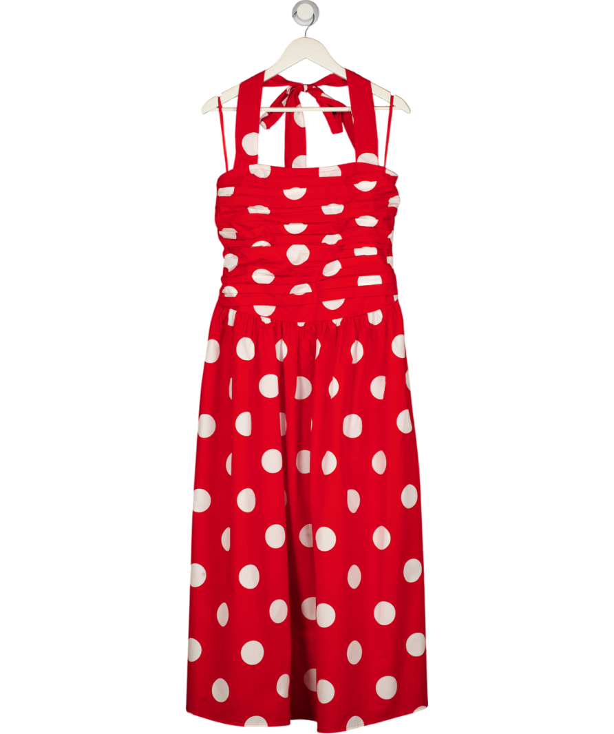 Nobody's Child Red Polka Dot Halterneck Lilah Midi Dress UK 16