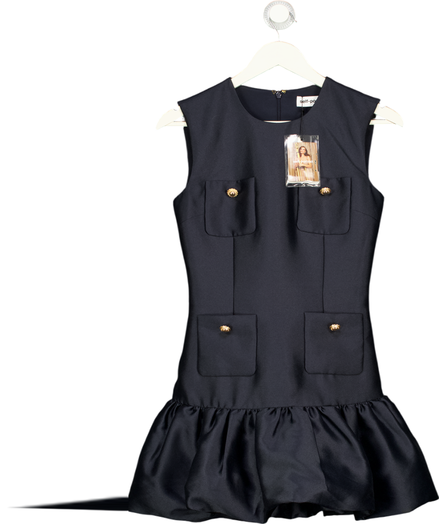 SELF PORTRAIT Navy Blue Taffeta Mini Dress UK 6