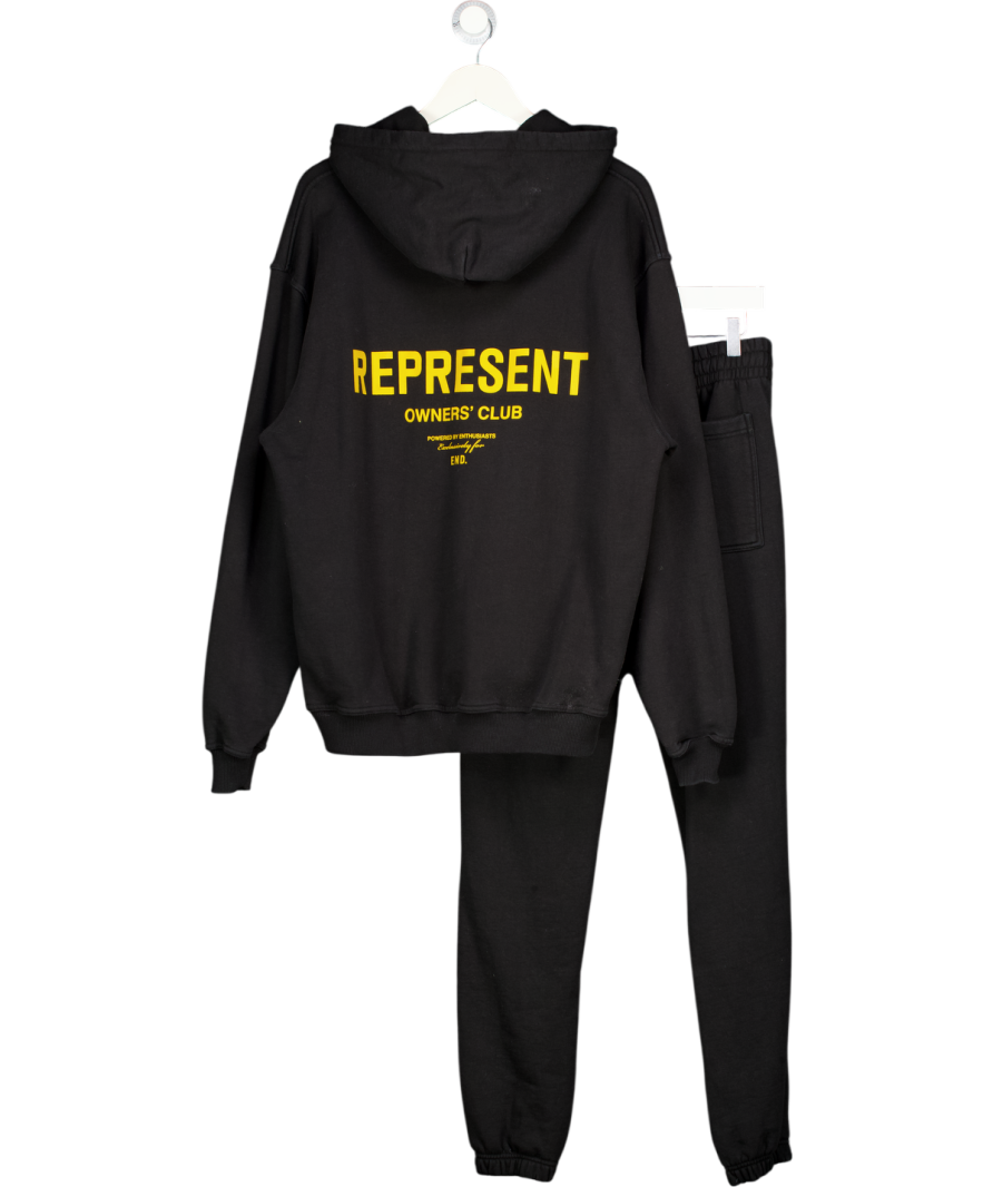 REPRESENT 2-piece Black / Orange Owners Club Logo Hoodie (m)  And Joggers Set UK M/L