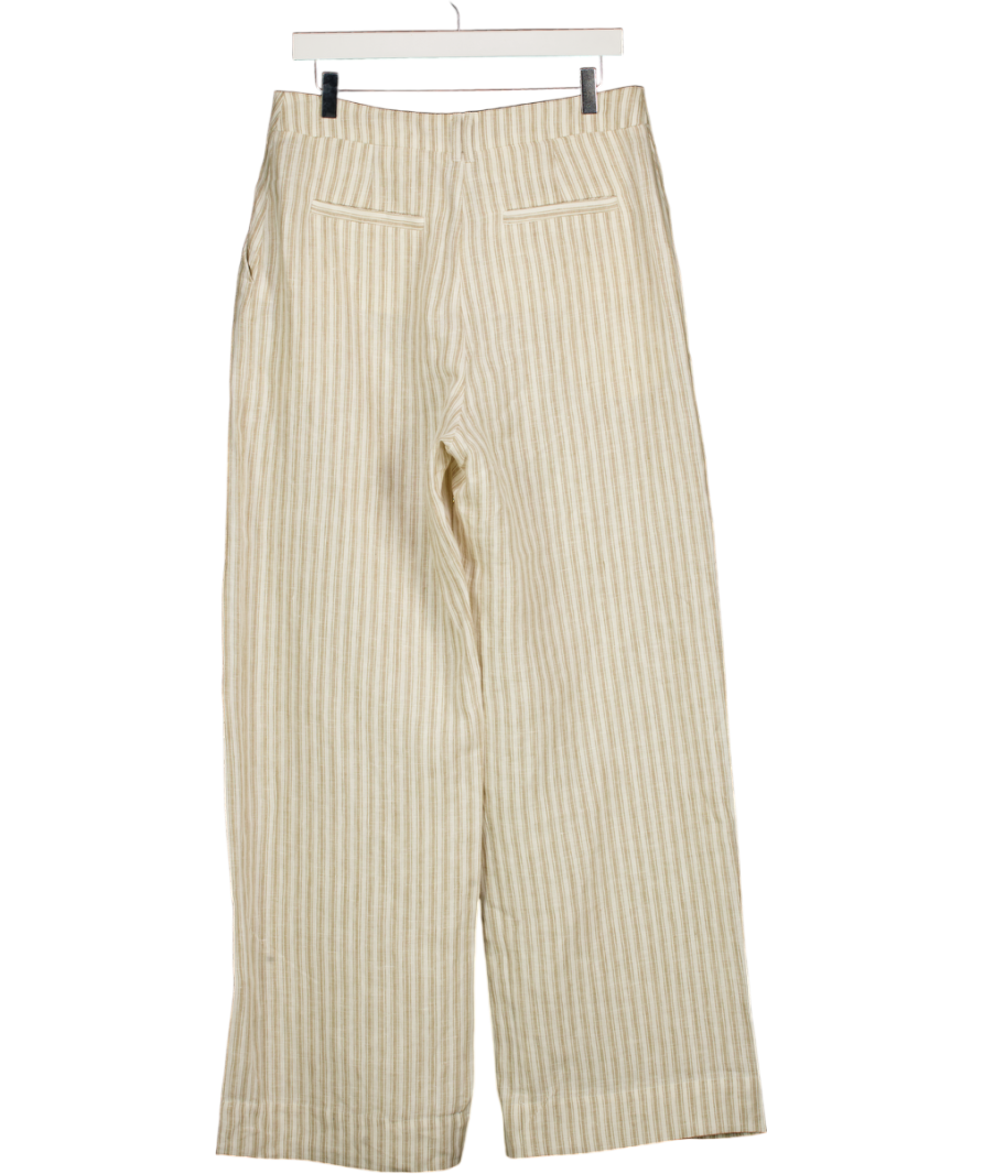 Whistles Beige & Neutral Linen Stripe Trouser UK 12