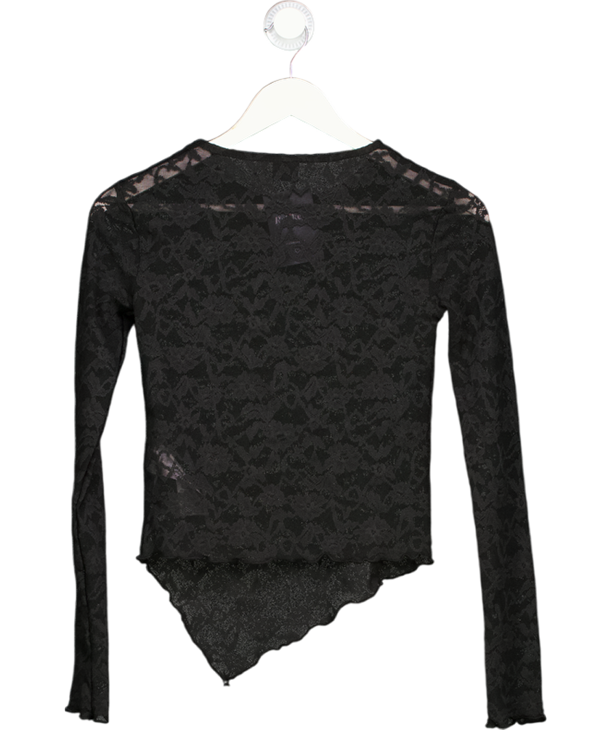 GINA TRICOT Black Lace Point Front Top UK XS