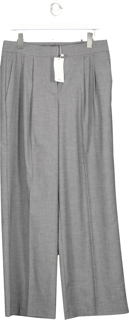 MANGO Grey Wideleg Pleated Trousers BNWT UK 12