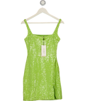 CLUB L Sequin Square Neck Mini Dress In Lime Green UK 8