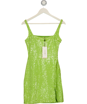 CLUB L Sequin Square Neck Mini Dress In Lime Green UK 8