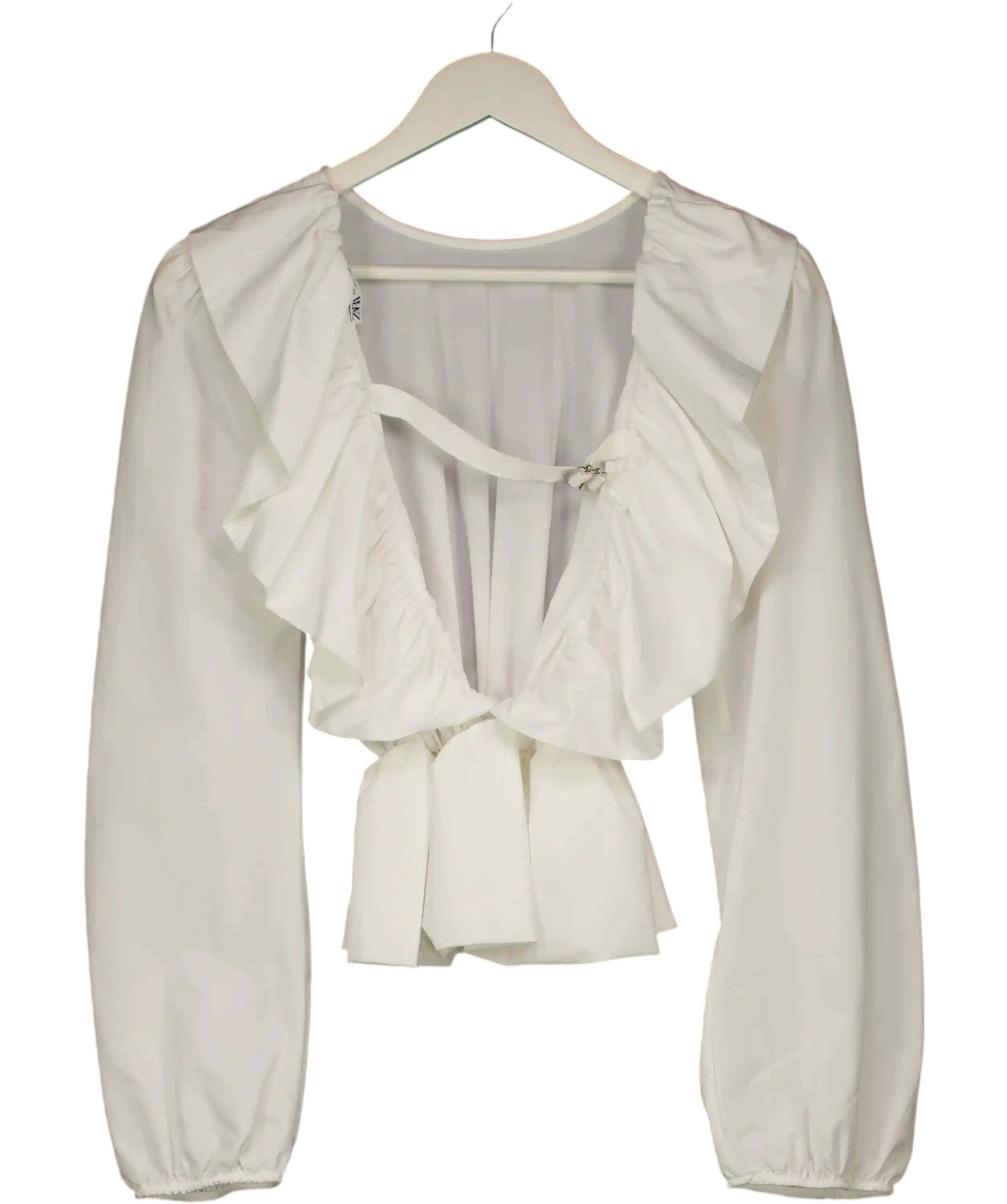 ZARA White Open Back Ruffle Peplum Top UK S