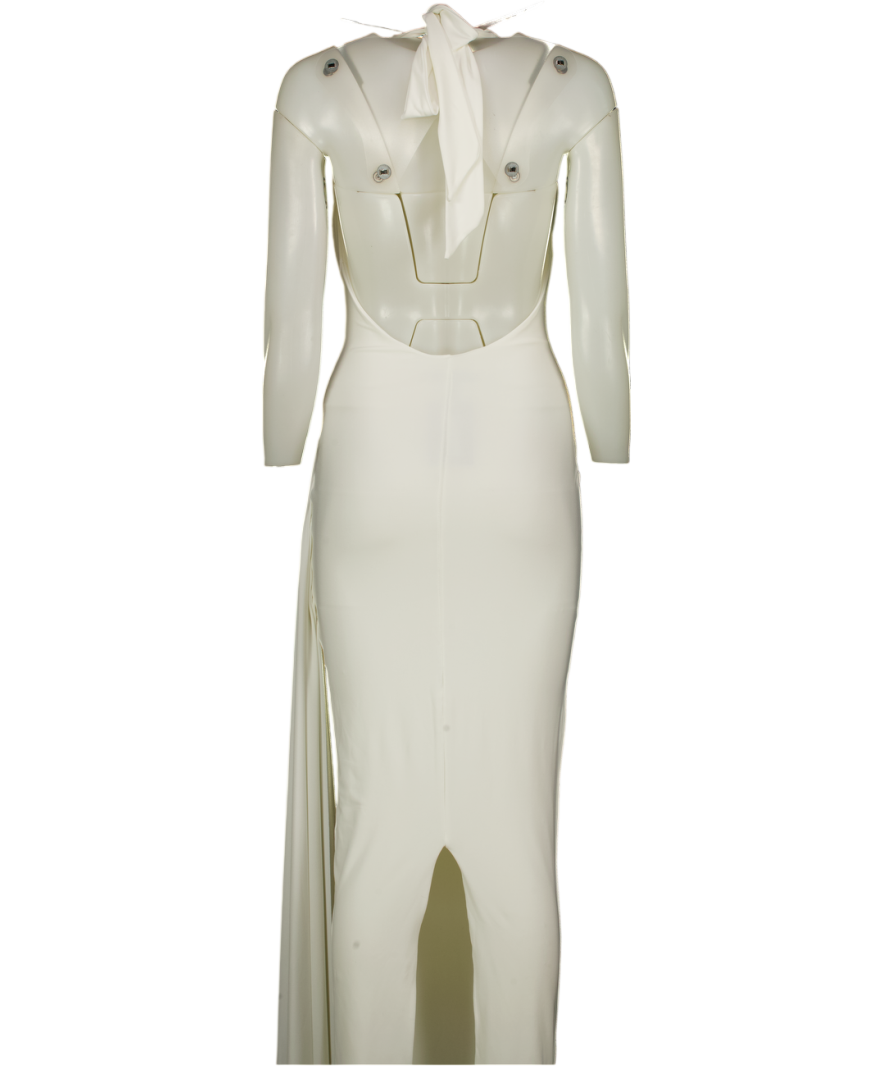 CLUB L White Halterneck Drape Front Maxi Dress UK 8