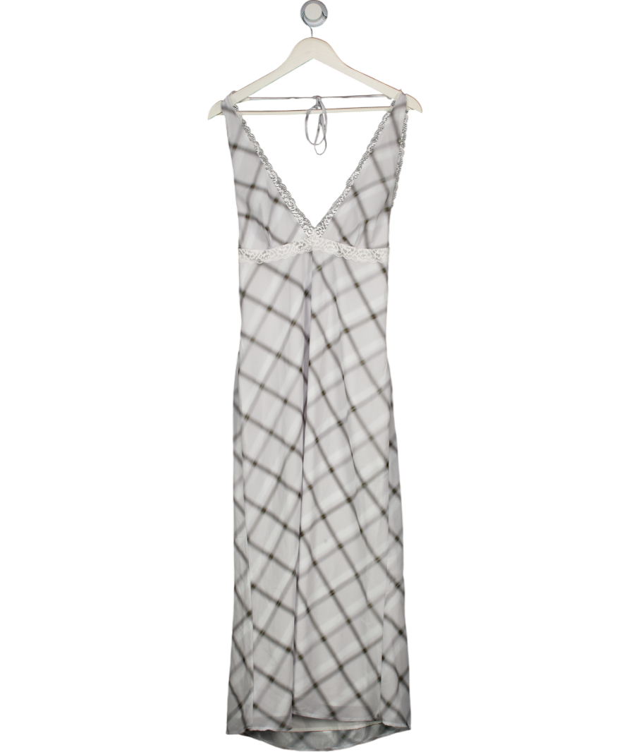 WHITE FOX White Champagne Dream Midi Dress Shadow Check UK M