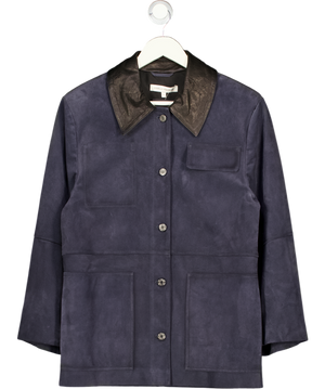 CAMILLA AND MARC Navy Blue Balto Relaxed-fit Suede Jacket UK S