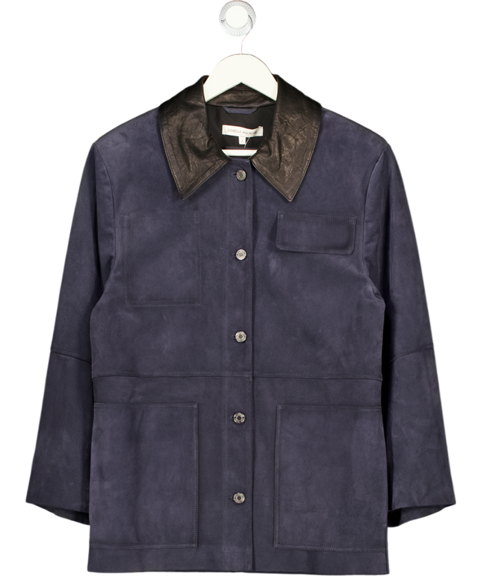 CAMILLA AND MARC Navy Blue Balto Relaxed-fit Suede Jacket UK S