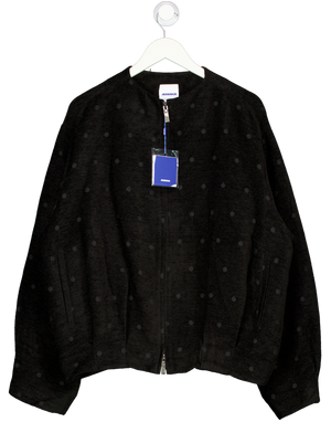 ADER ERROR Black Polka-dot Pattern Padded Bomber Jacket UK XL