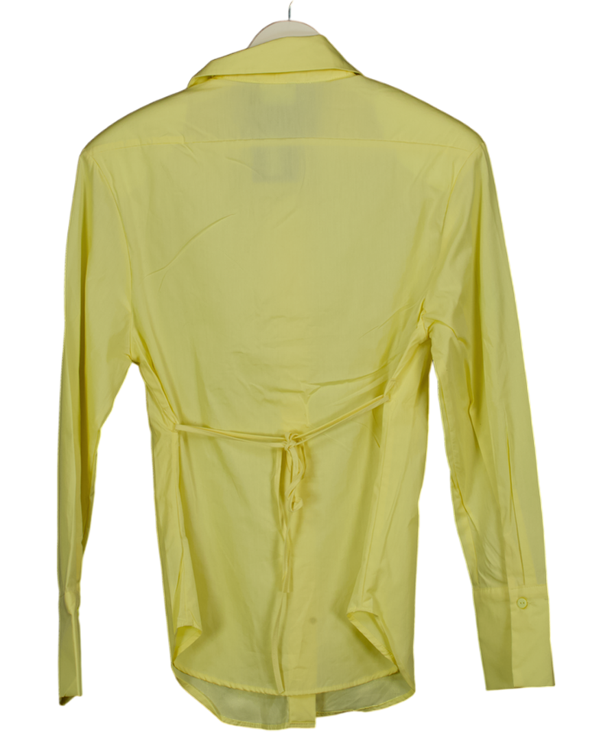 ASOS Yellow Clinched Shirt Mini Dress In Buttermilk UK 8