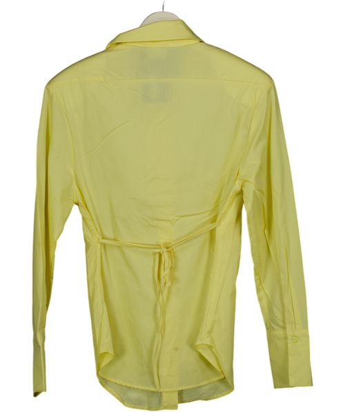 ASOS Yellow Clinched Shirt Mini Dress In Buttermilk UK 8