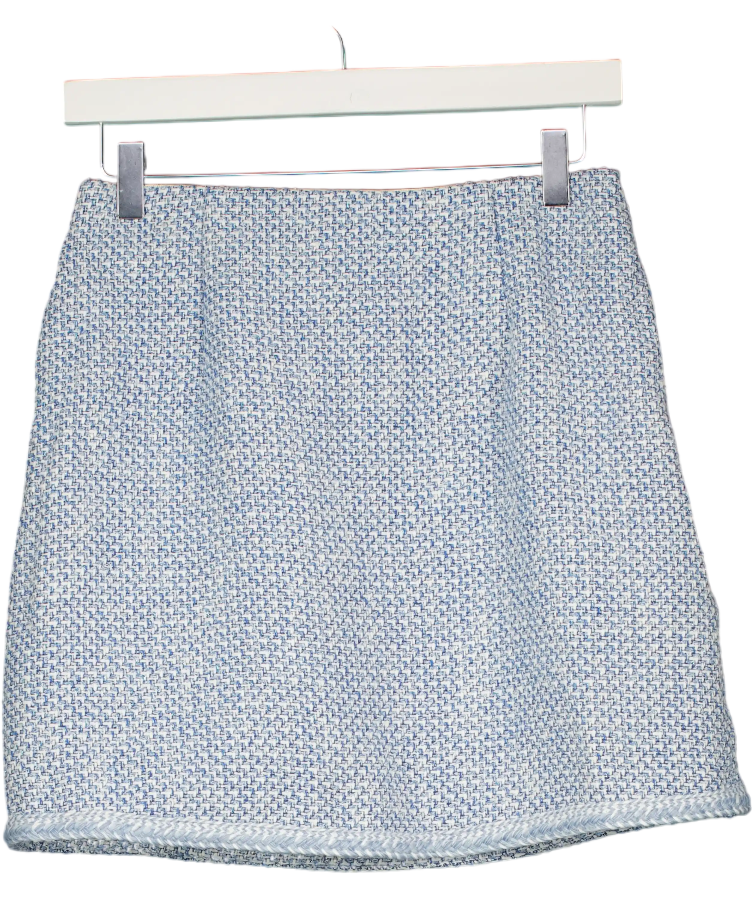 GOELIA Blue And White Tweed High Waisted Mini Skirt UK S