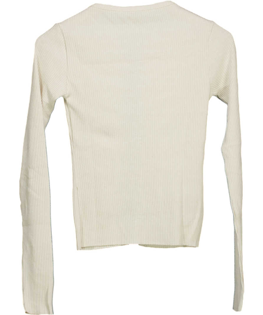 MANGO White Cotton Top With Contrasting Closure UK XS
