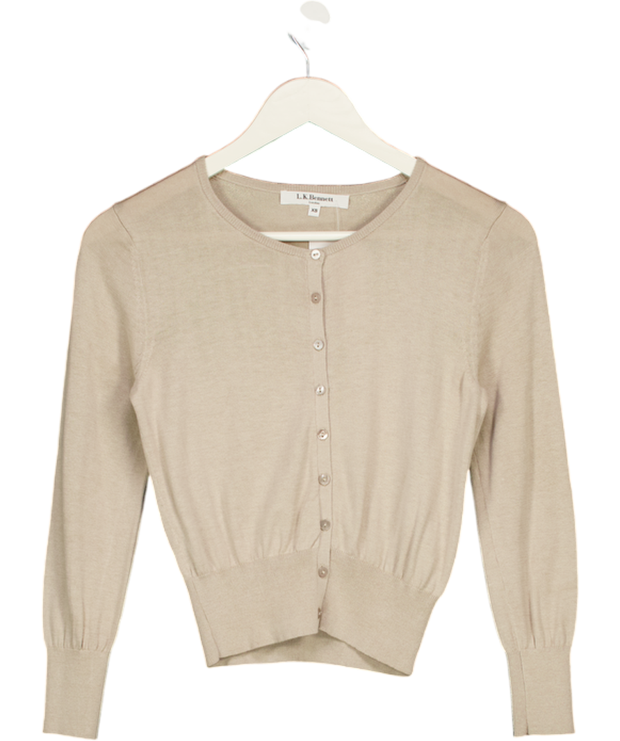 LK  BENNETT Beige Silk-cotton Cardigan UK XS