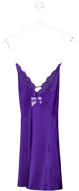 Victoria's Secret Purple Satin Lace Slip Dress With Dimante Straps UK XS