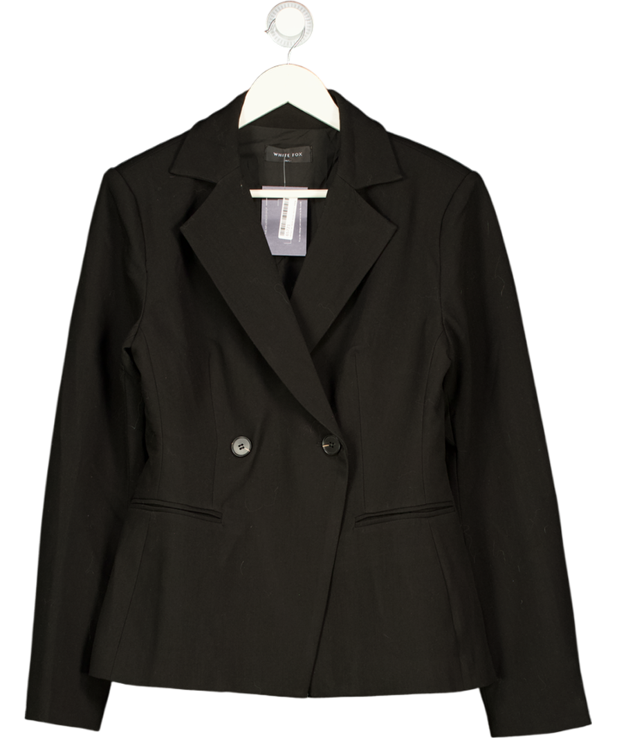 WHITE FOX Black Fitted Double Breasted Blazer UK M/L