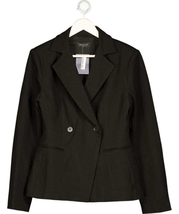 WHITE FOX Black Fitted Double Breasted Blazer UK M/L