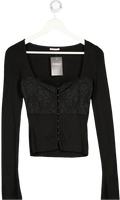 House of CB Candice Black Lace Trim Top UK XS