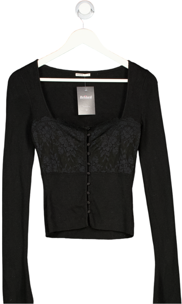 House of CB Candice Black Lace Trim Top UK XS