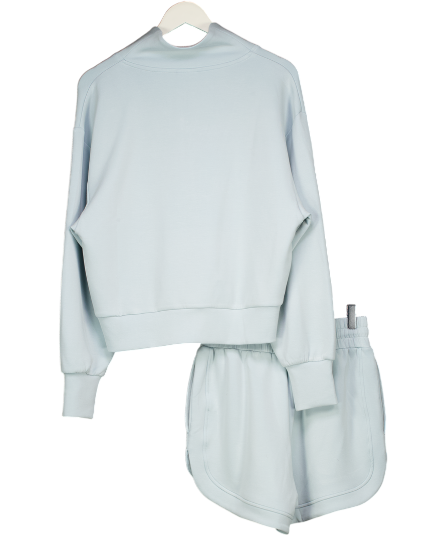 Varley Light Blue 2-piece Doublesoft Davison Sweat Top (uk S) And Ollie Shorts (uk Xs) Set UK XS/S