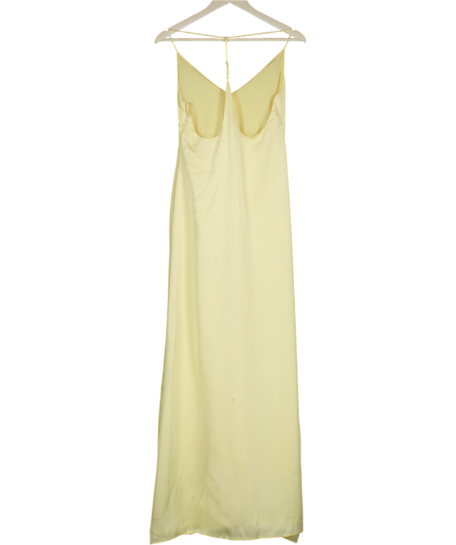 PEPPERMAYO Yellow Satin Fine Line Maxi Dress UK 8