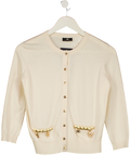 ELISABETTA FRANCHI Cream / Gold Chain Detail Cardigan It42 UK 10