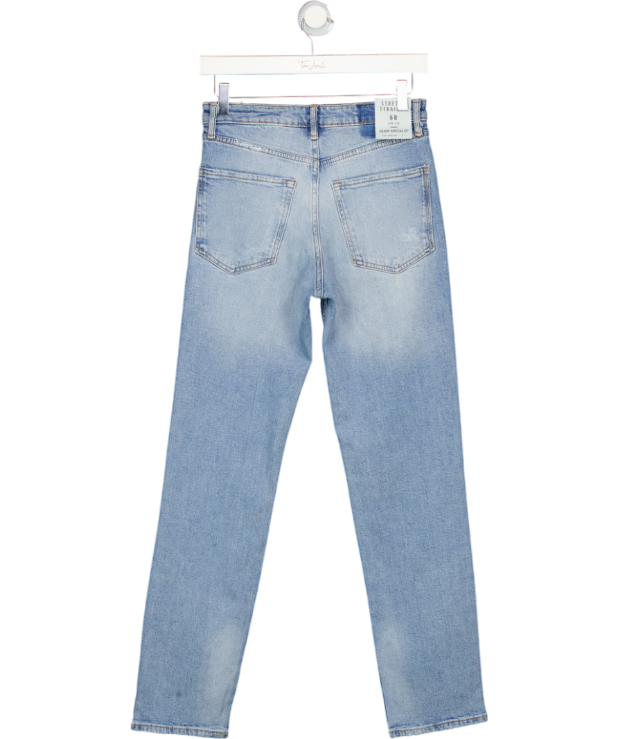 RIVER ISLAND X Olivia Attwood Blue High Waisted Stretch Straight Leg Jeans UK 6