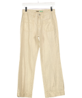 DENIM STUDIO Beige Metallic Linen Patch Pocket Cropped Straight Leg Trousers W25
