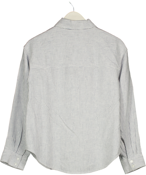 Abercrombie & Fitch White Striped Linen Blend Shirt UK S