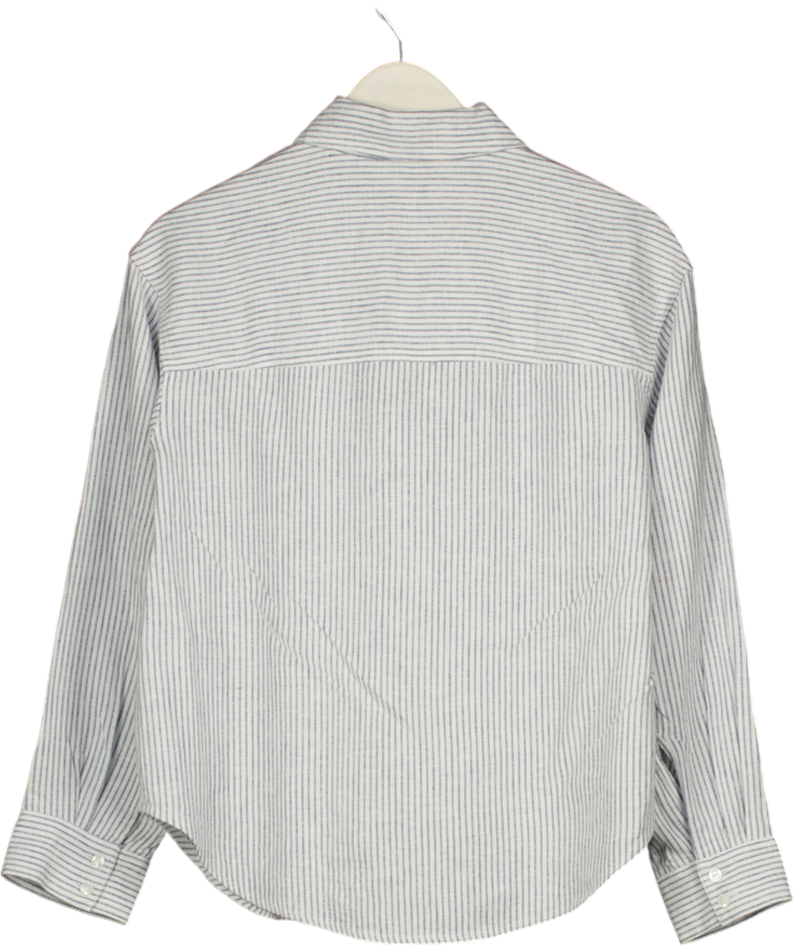 Abercrombie & Fitch White Striped Linen Blend Shirt UK S
