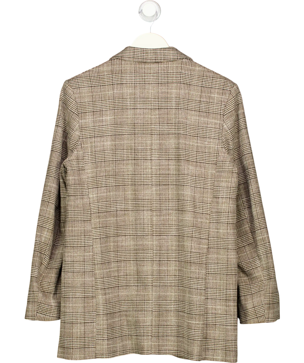 H&M Brown Prince Of Wales Check  Oversize Blazer UK S
