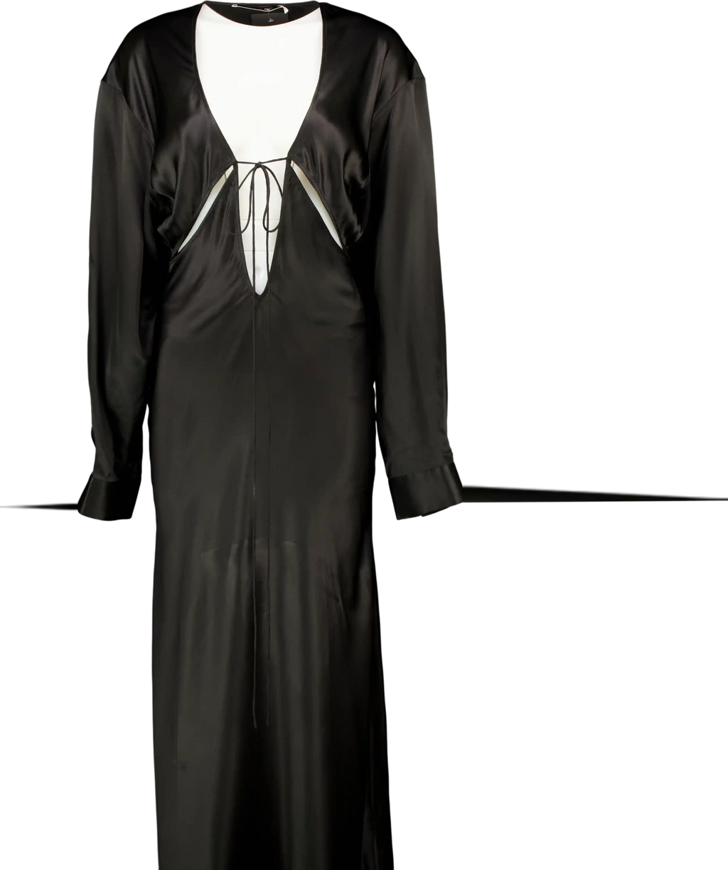 CHRISTOPHER ESBER Black Cut-out Long-sleeve Silk Maxi Dress UK 10