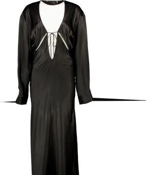 CHRISTOPHER ESBER Black Cut-out Long-sleeve Silk Maxi Dress UK 10
