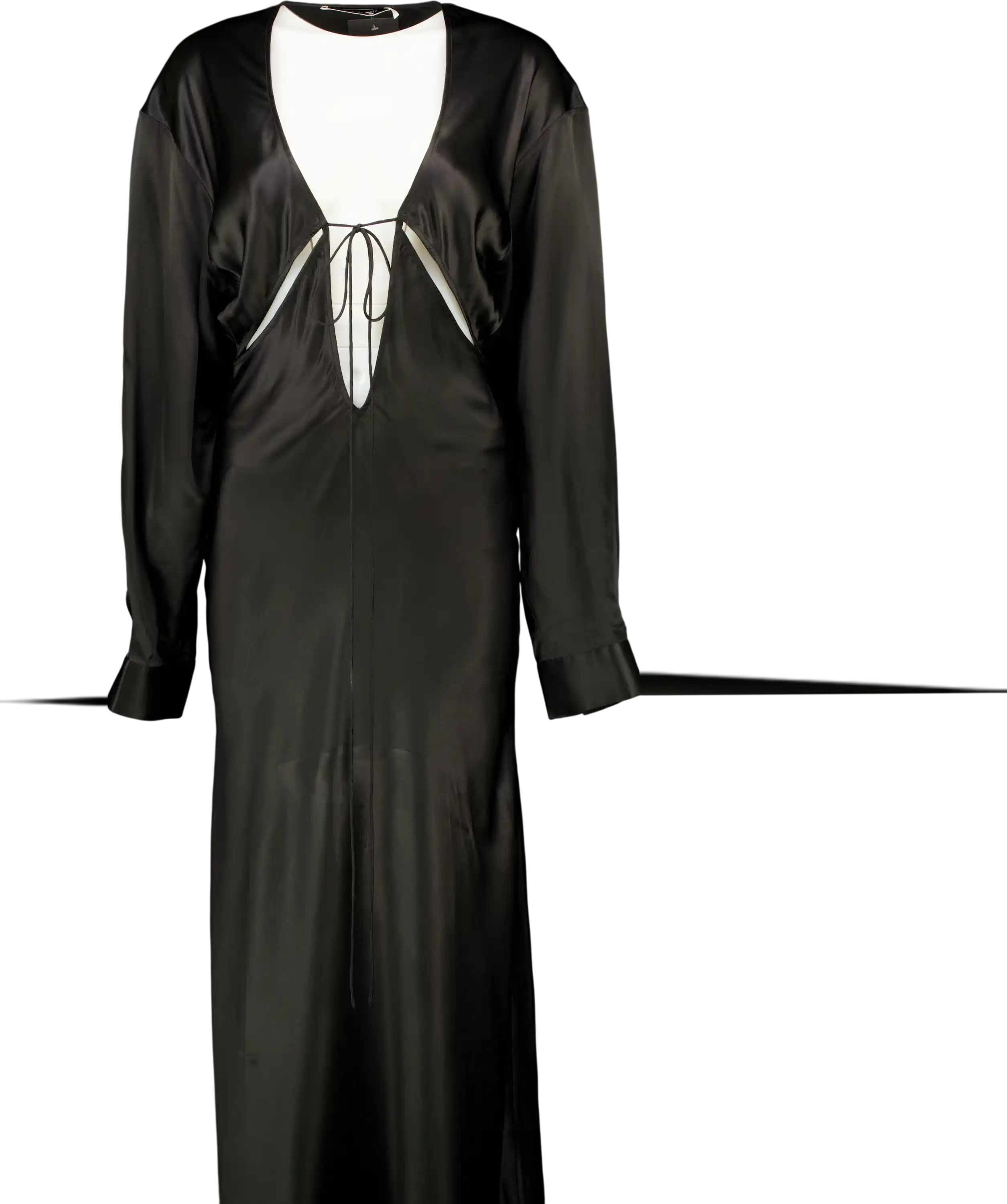 CHRISTOPHER ESBER Black Cut-out Long-sleeve Silk Maxi Dress UK 10