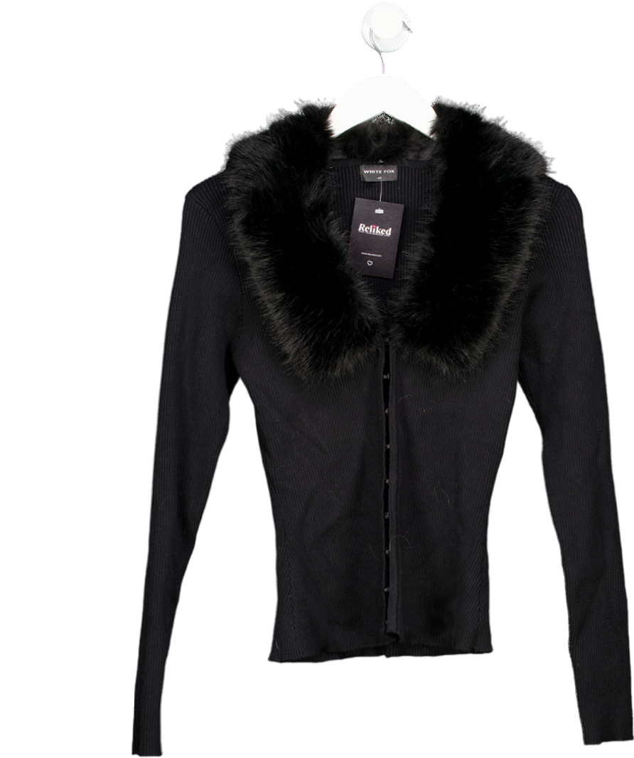 White Fox Black All Bundled Up Knit Cardigan UK M