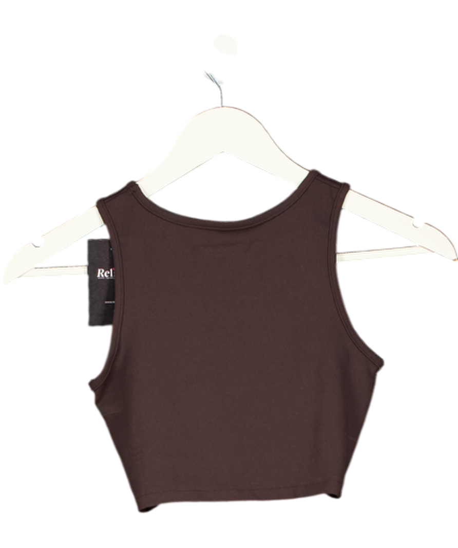 LIVE THE PROCESS Brown Ruch Front Crop Top UK XS