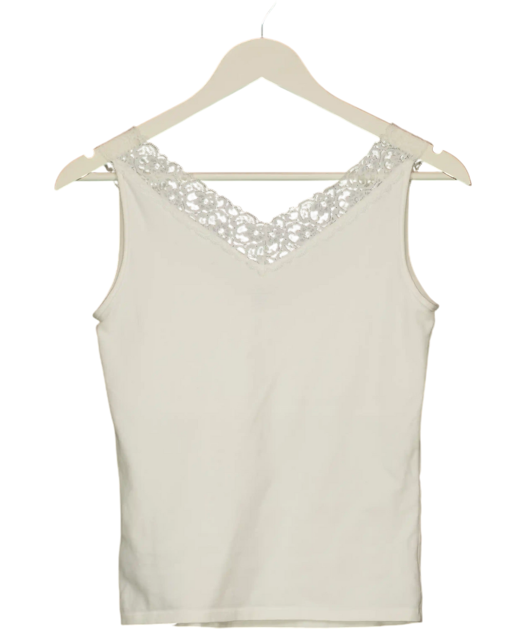 Brandy Melville White Lace Tank Top UK S