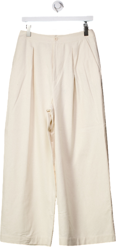 Jenni Kayne Cream Relaxed Wide Leg Trousers UK 6